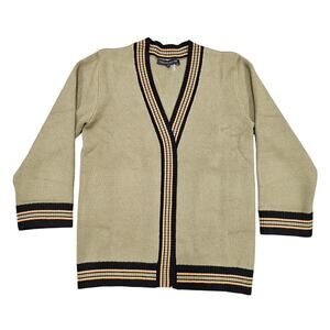 ENGLISH FACTORY ANTHROPOLOGIE WOMEN’S TIPPED CARDIGAN – OLIVE MULTI – SIZE SMALL
